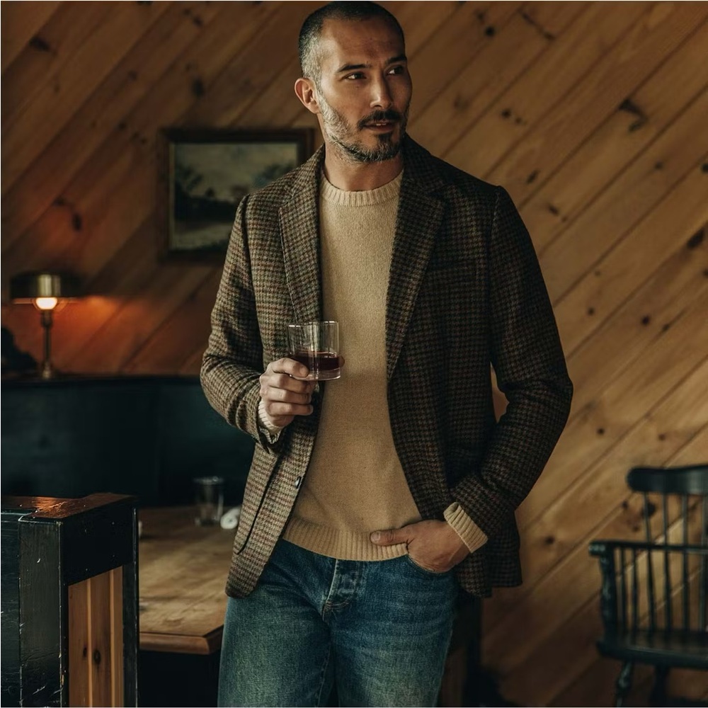 Taylor Stitch The Sheffield Sport Coat in Tan Gun Check - 42